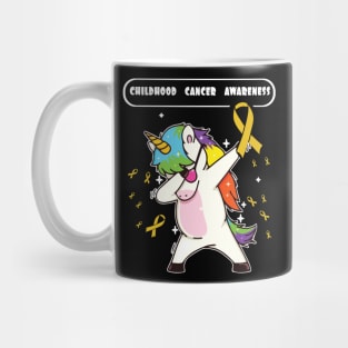 childhood cancer awareness t shirt dabbing unicorn warrior Mug